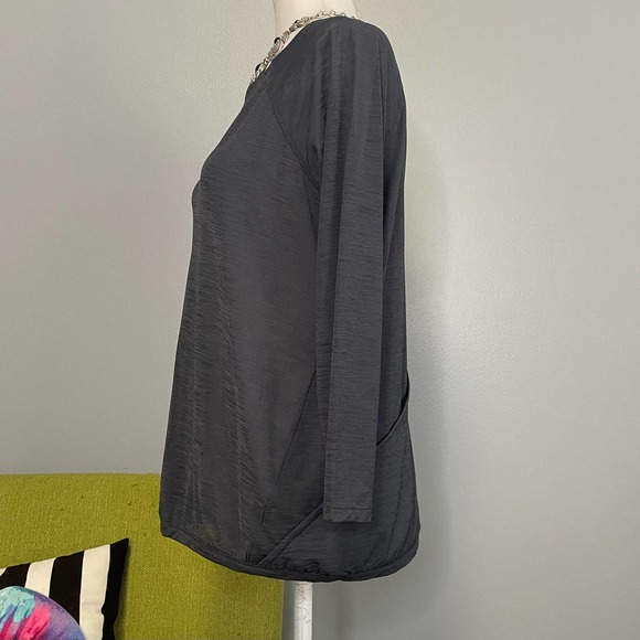 Athleta Gray Clarity Open Back Wrap Long Sleeve Top - Picture 3 of 6